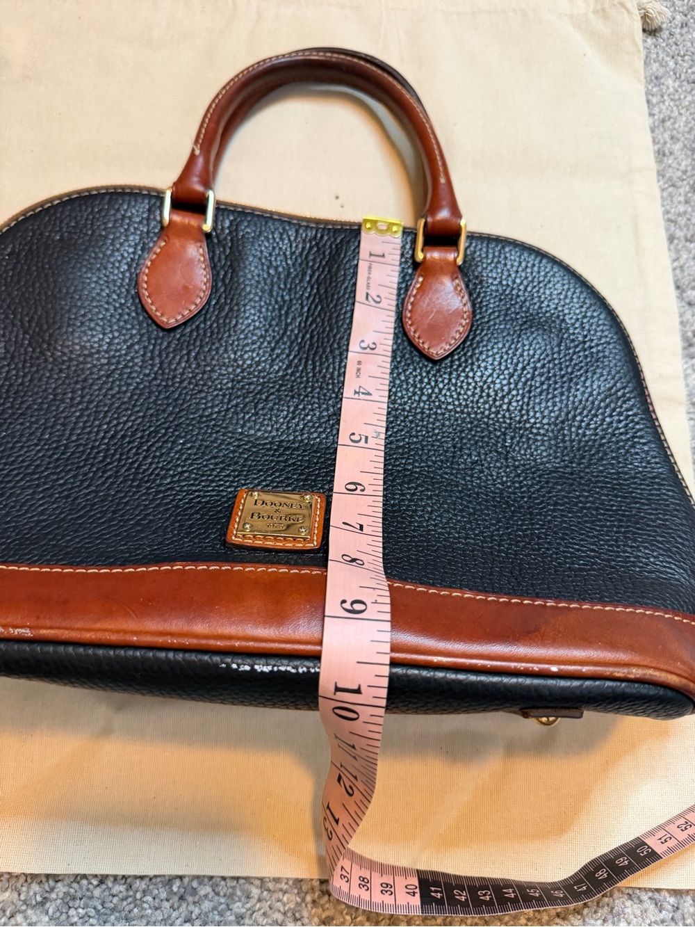 Dooney & Bourke Black and Brown Pebbled Leather Dome Satchel - Picture 15 of 16